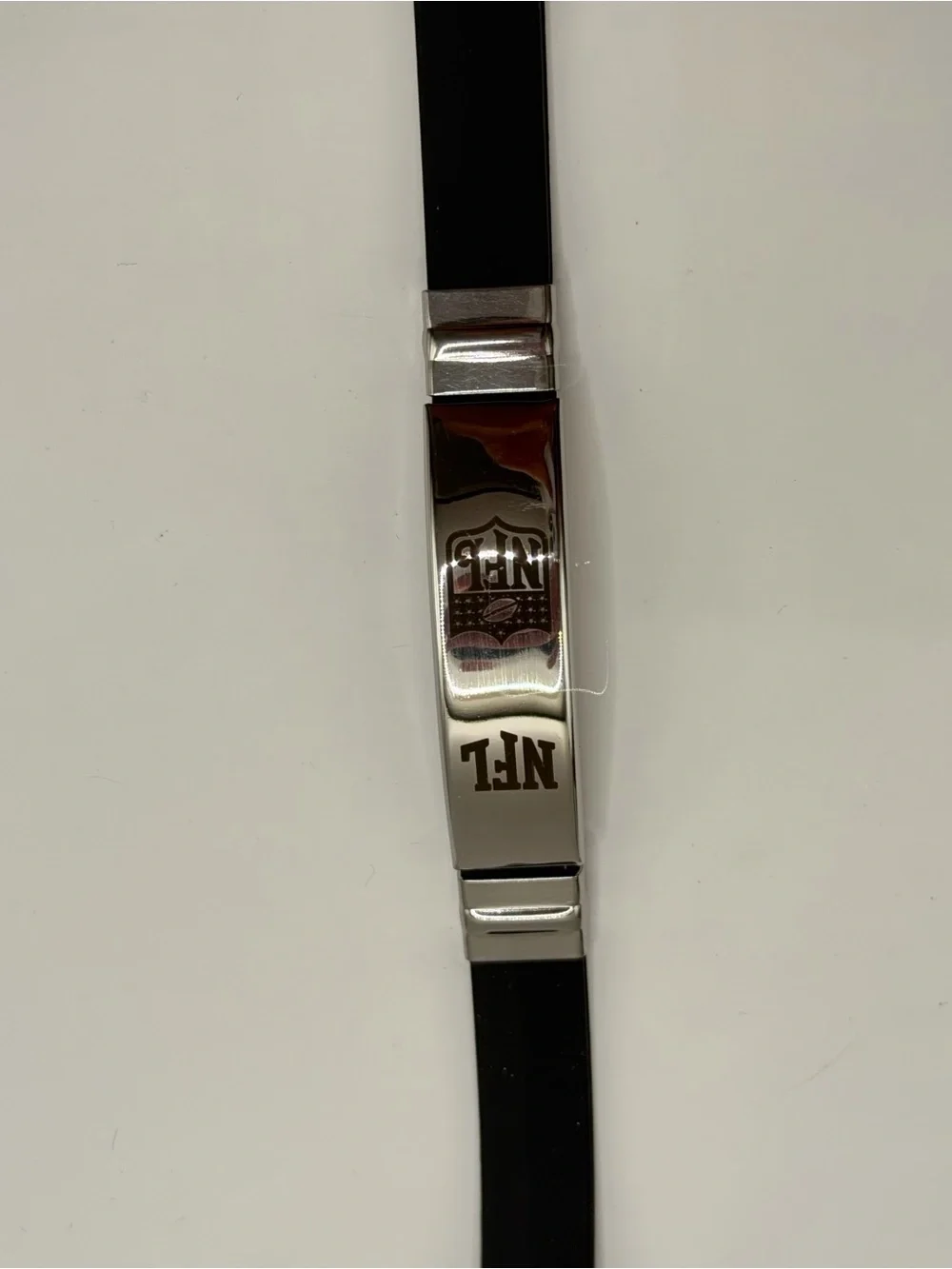 NFL Stainless Steel & Leather Band, New